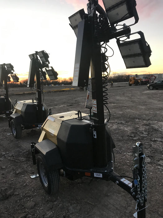 2022 Allmand NLV3GR (4) LED Light Fixture 350W, 23' Vertical Mast, 3kW Prime, Towable, Deep Sea L401, Leveling Jacks, Yanmar T4F 5.8hp