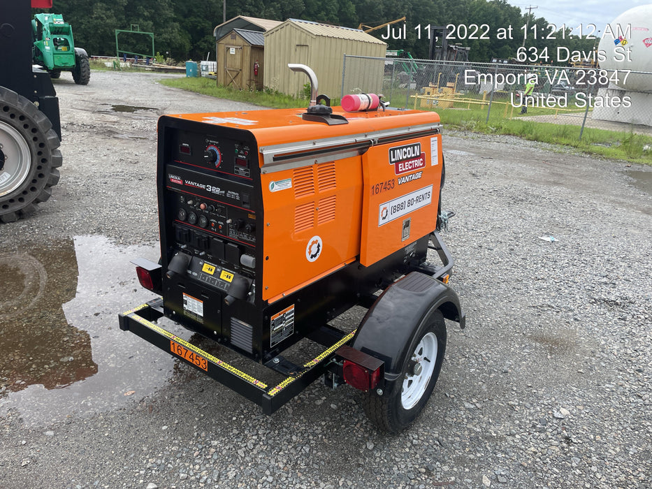2021 Lincoln Electric Vantage 322 Vantage 322 Ready Pak 3 w/ Decals, ORANGE (includes trailer, cable rack, fender light kit) NO Telematics