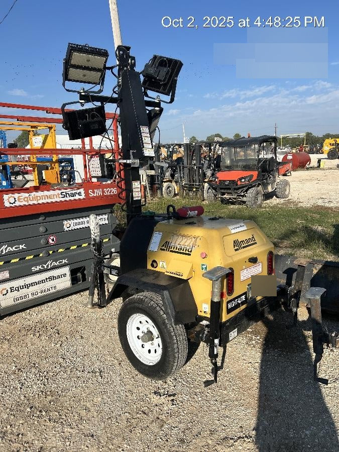 2021 Allmand NLV3GR (4) LED Light Fixture 350W, 23' Vertical Mast, 3kW Prime, Towable, Deep Sea L401, Leveling Jacks, Yanmar T4F 5.8hp