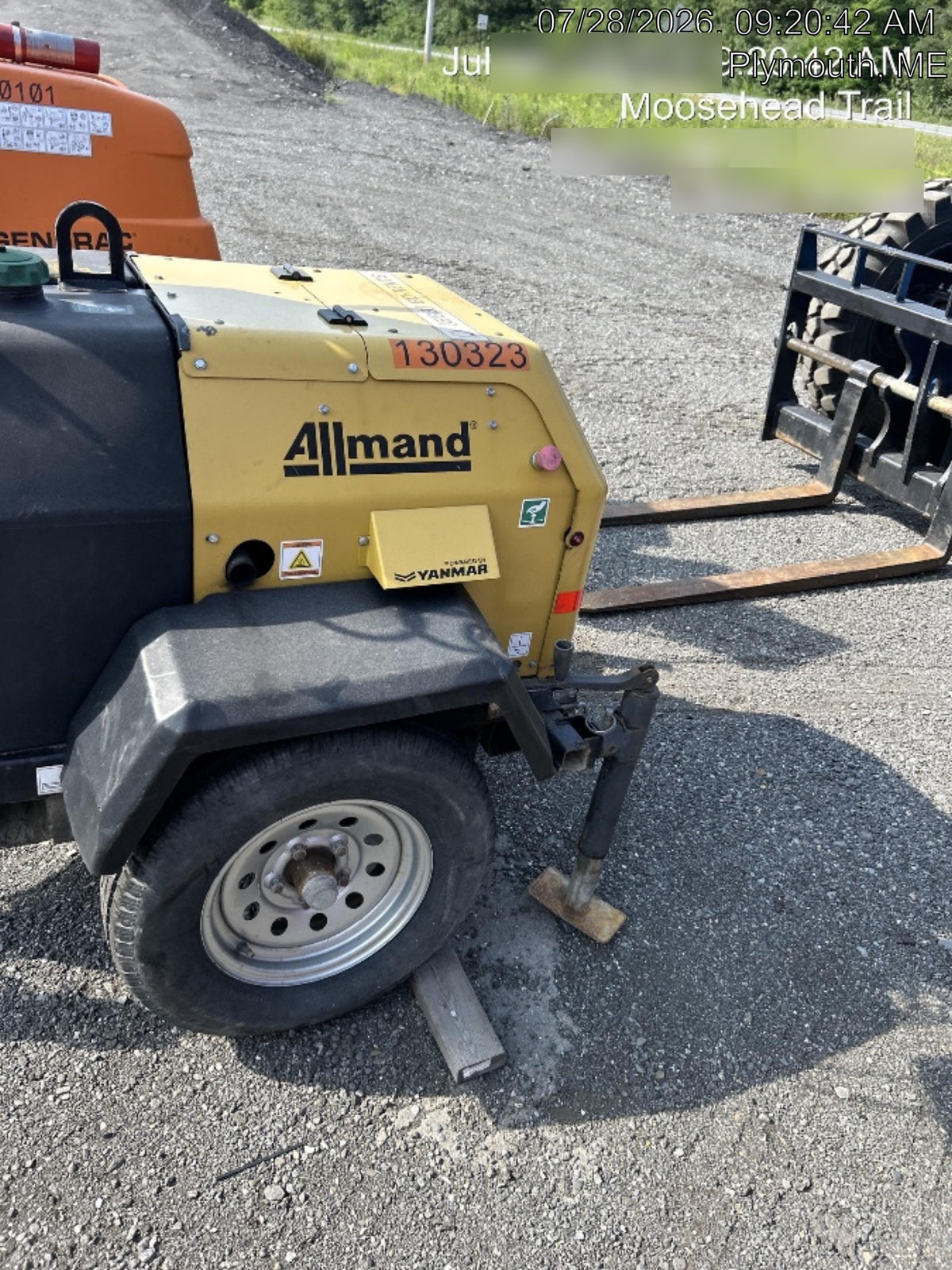 2021 Allmand NLV3GR (4) LED Light Fixture 350W, 23' Vertical Mast, 3kW Prime, Towable, Deep Sea L401, Leveling Jacks, Yanmar T4F 5.8hp