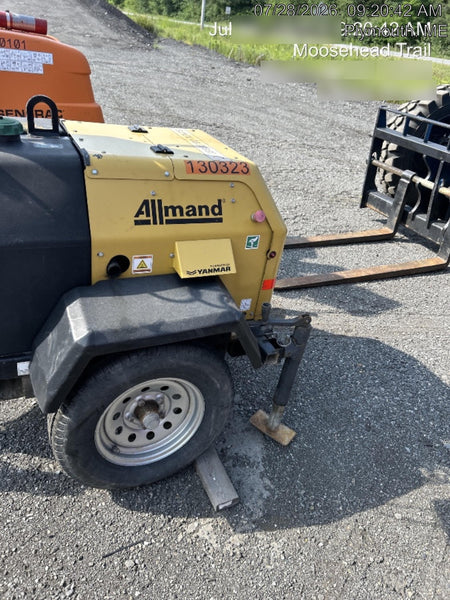 2021 Allmand NLV3GR (4) LED Light Fixture 350W, 23' Vertical Mast, 3kW Prime, Towable, Deep Sea L401, Leveling Jacks, Yanmar T4F 5.8hp