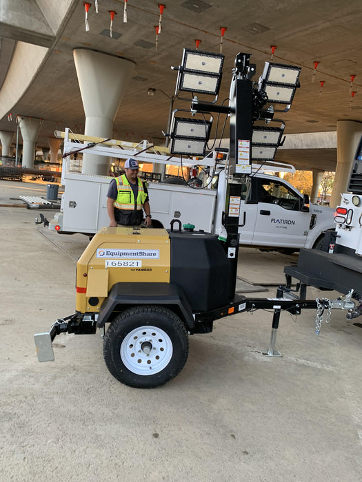 2021 Allmand NLV3GR (4) LED Light Fixture 350W, 23' Vertical Mast, 3kW Prime, Towable, Deep Sea L401, Leveling Jacks, Yanmar T4F 5.8hp