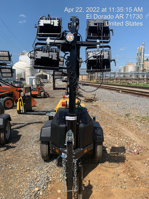 2022 Allmand NLV3GR (4) LED Light Fixture 350W, 23' Vertical Mast, 3kW Prime, Towable, Deep Sea L401, Leveling Jacks, Yanmar T4F 5.8hp