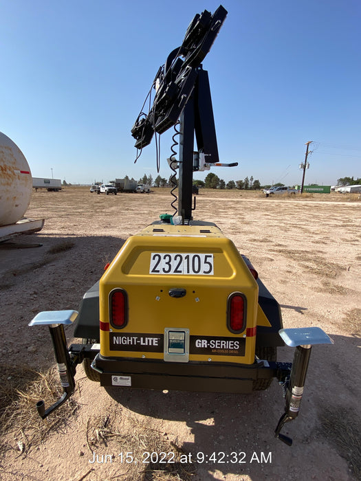 2022 Allmand NLV3GR (4) LED Light Fixture 350W, 23' Vertical Mast, 3kW Prime, Towable, Deep Sea L401, Leveling Jacks, Yanmar T4F 5.8hp