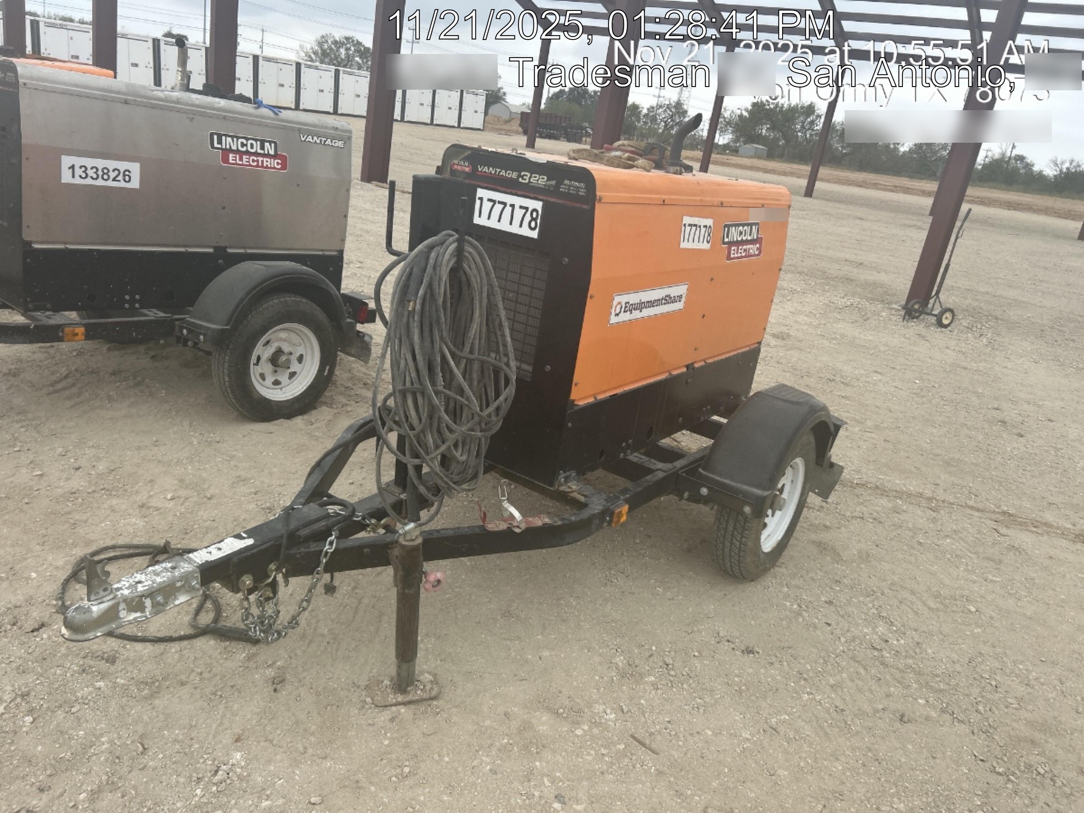 2021 Lincoln Electric Vantage 322 Vantage 322 Ready Pak 3 w/ Decals, ORANGE (includes trailer, cable rack, fender light kit) NO Telematics