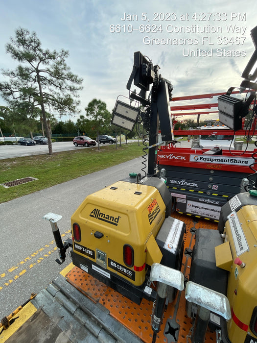 2022 Allmand NLV3GR (4) LED Light Fixture 350W, 23' Vertical Mast, 3kW Prime, Towable, ES Decals, T3