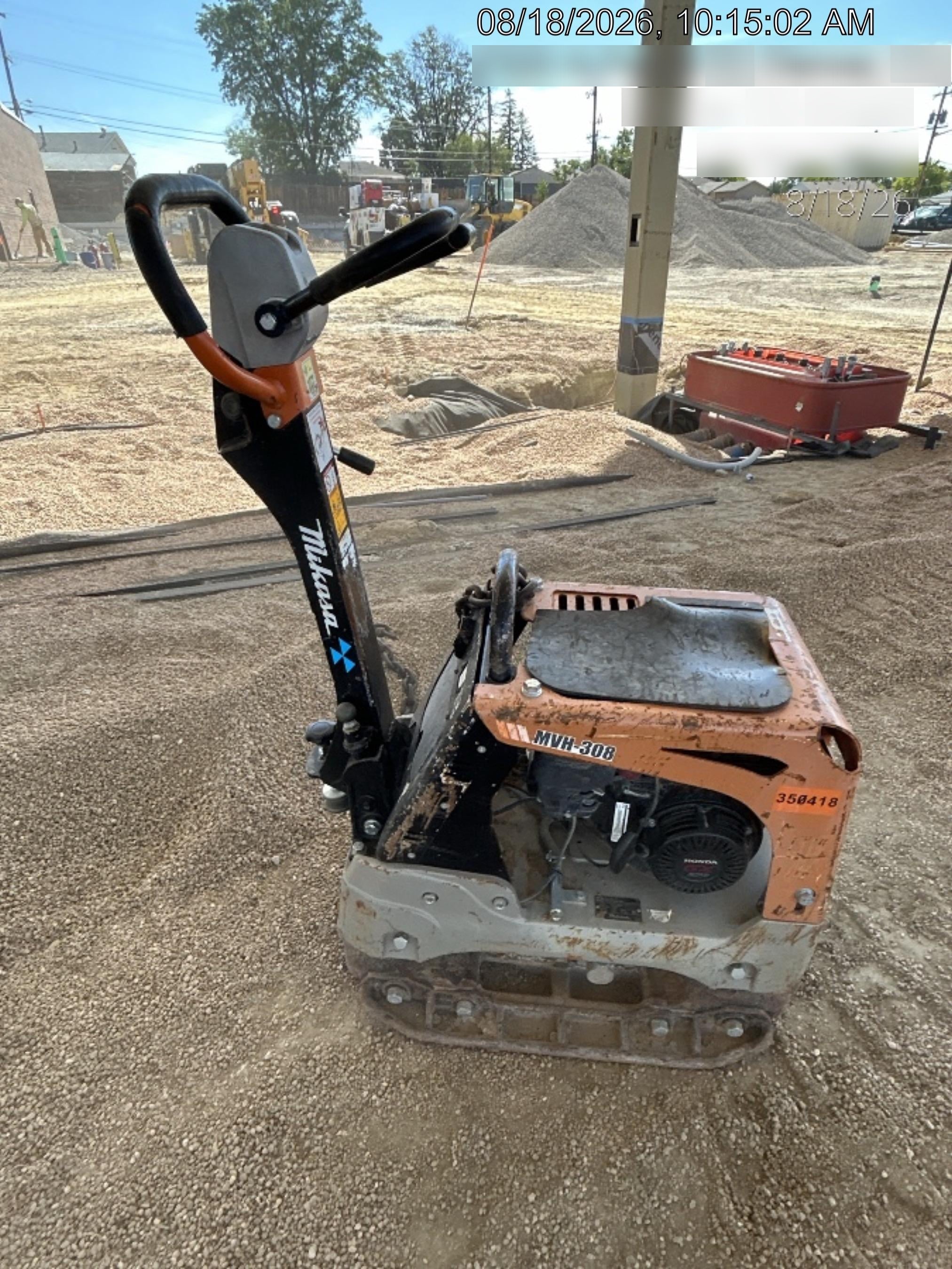 2023 Multiquip MV308GH Honda GX270, 18" Plate, Tachometer