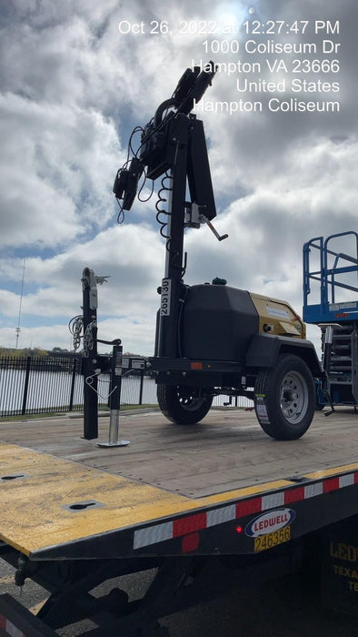 2022 Allmand NLV3GR (4) LED Light Fixture 350W, 23' Vertical Mast, 3kW Prime, Towable, ES Decals, T3