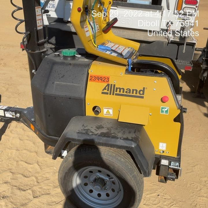 2022 Allmand NLV3GR (4) LED Light Fixture 350W, 23' Vertical Mast, 3kW Prime, Towable, Deep Sea L401, Leveling Jacks, Yanmar T4F 5.8hp