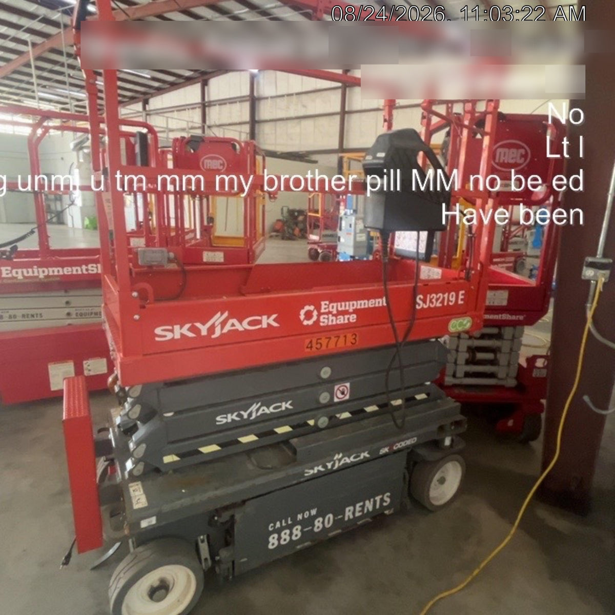 2024 Skyjack SJ3219 Electric Drive, Sld NM Tires, DBcns, RFRails, Power to Platform, T3 + Access Control