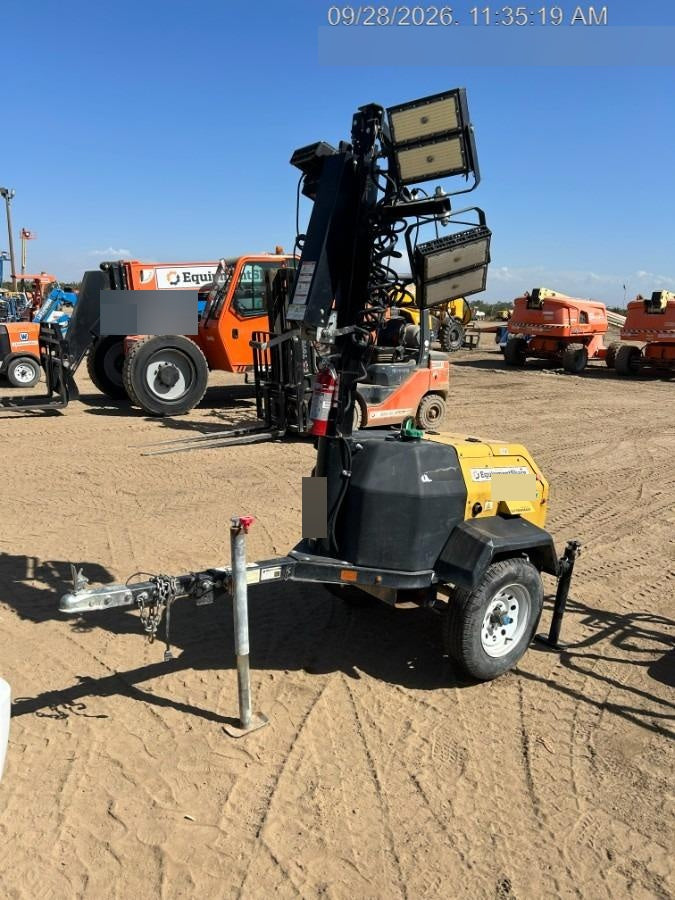 2021 Allmand NLV3GR (4) LED Light Fixture 350W, 23' Vertical Mast, 3kW Prime, Towable, Deep Sea L401, Leveling Jacks, Yanmar T4F 5.8hp