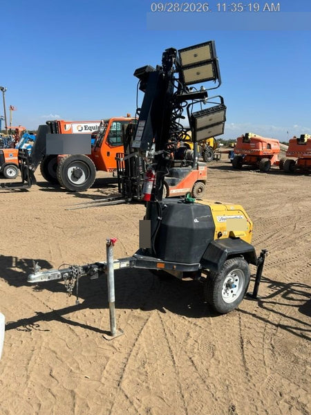 2021 Allmand NLV3GR (4) LED Light Fixture 350W, 23' Vertical Mast, 3kW Prime, Towable, Deep Sea L401, Leveling Jacks, Yanmar T4F 5.8hp