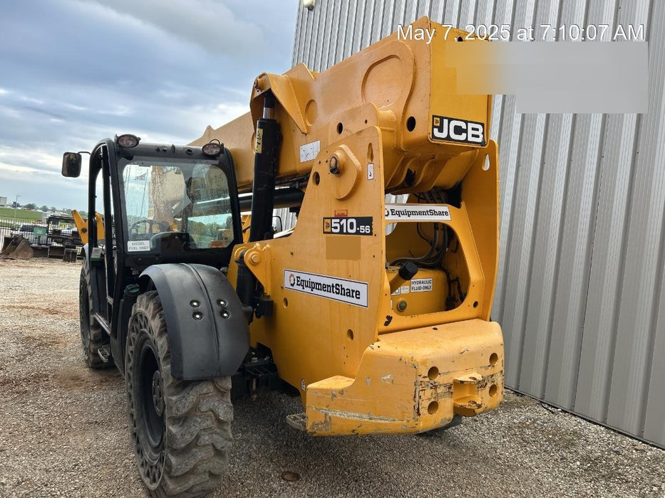 2019 JCB 510-56 74 HP, Beacon, Worklights, Aux Hydraulics, Solid Tires, 60" Carriage/Forks