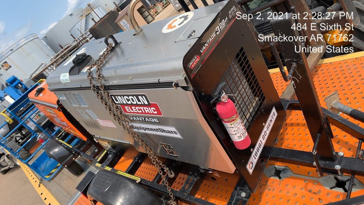 2019 Lincoln Electric Vantage 322 Ready-Pak 3, Two Wheel Trailer, Fender and Light Kit, Cable Rack