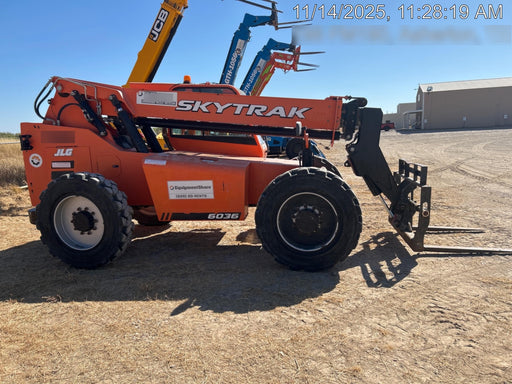 2019 Skytrak 6036 Cab/Heat/Air, Solid Tires, LED Work Lights, Beacon w/50" Carriage, 48" Pallet Forks