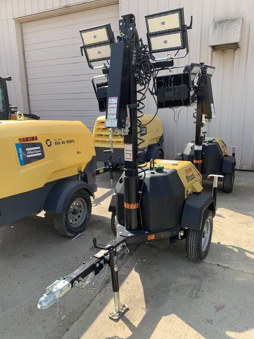 2022 Allmand NLV3GR (4) LED Light Fixture 350W, 23' Vertical Mast, 3kW Prime, Towable, Deep Sea L401, Leveling Jacks, Yanmar T4F 5.8hp