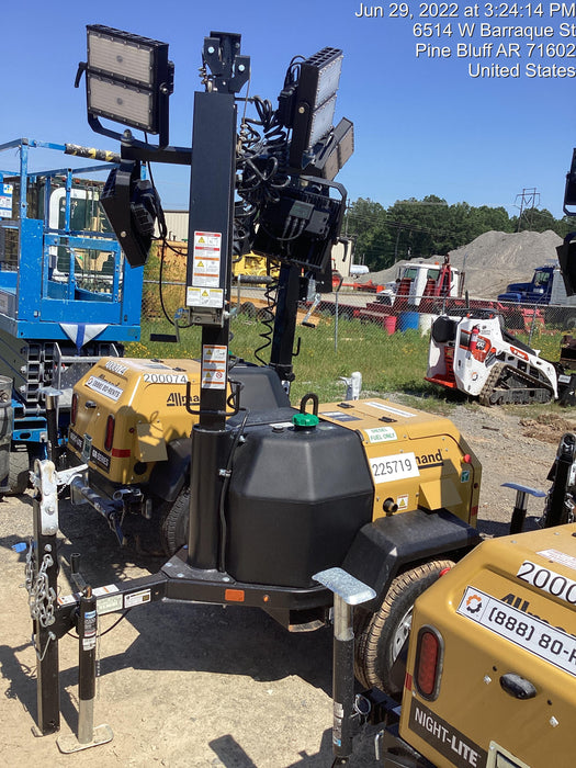 2022 Allmand NLV3GR (4) LED Light Fixture 350W, 23' Vertical Mast, 3kW Prime, Towable, Deep Sea L401, Leveling Jacks, Yanmar T4F 5.8hp