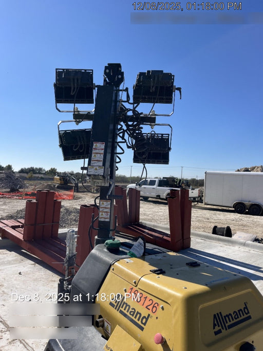 2021 Allmand NLV3GR (4) LED Light Fixture 350W, 23' Vertical Mast, 3kW Prime, Towable, Deep Sea L401, Leveling Jacks, Yanmar T4F 5.8hp