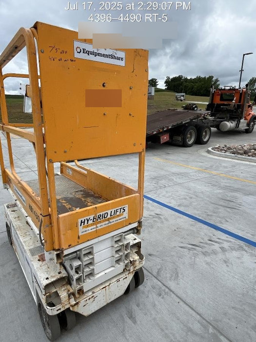 Custom Equipment HB-1430 <ul>
 <li>Hy-Brid Scissor Lift</li>
  <li>Platform capacity up to 670 lbs.</li>
  <li>Working height up to 20 ft</li>
  <li>Weighs under 1,700 lbs.</li>
  <li>Non-marking wheels </li>
</ul>