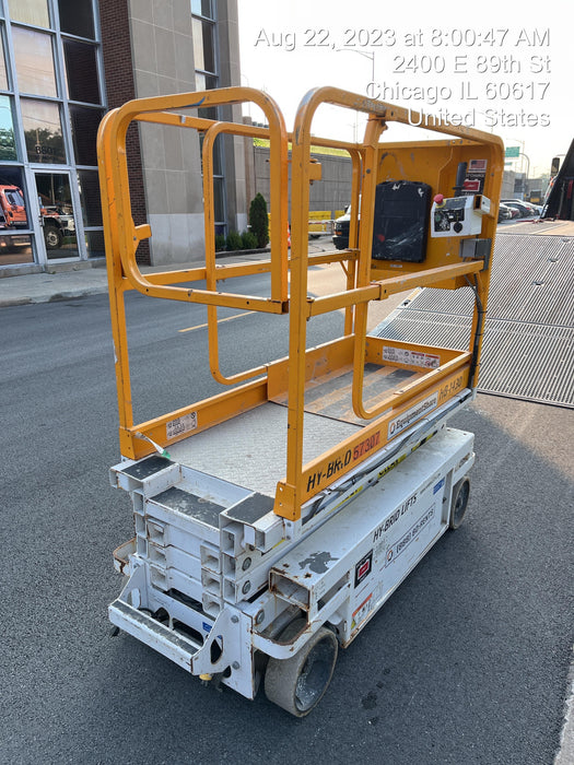Custom Equipment HB-1430 <ul>
 <li>Hy-Brid Scissor Lift</li>
  <li>Platform capacity up to 670 lbs.</li>
  <li>Working height up to 20 ft</li>
  <li>Weighs under 1,700 lbs.</li>
  <li>Non-marking wheels </li>
</ul>