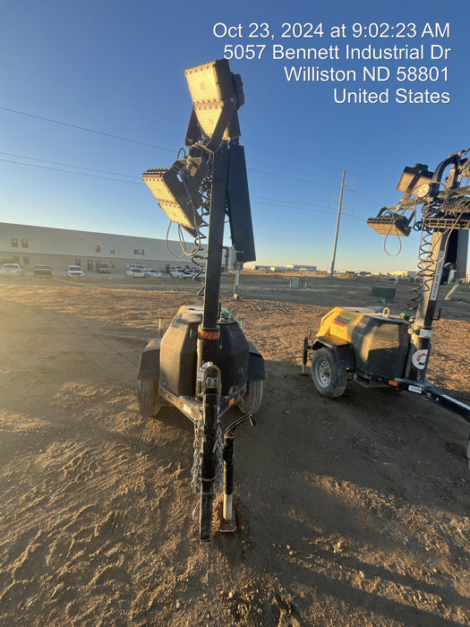 2022 Allmand NLV3GR (4) LED Light Fixture 350W, 23' Vertical Mast, 3kW Prime, Towable, ES Decals, T3