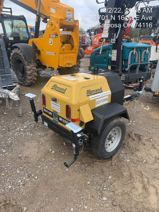 2022 Allmand NLV3GR (4) LED Light Fixture 350W, 23' Vertical Mast, 3kW Prime, Towable, Deep Sea L401, Leveling Jacks, Yanmar T4F 5.8hp