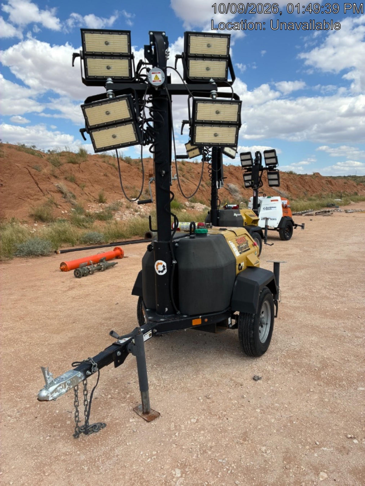 2022 Allmand NLV3GR (4) LED Light Fixture 350W, 23' Vertical Mast, 3kW Prime, Towable, ES Decals, T3