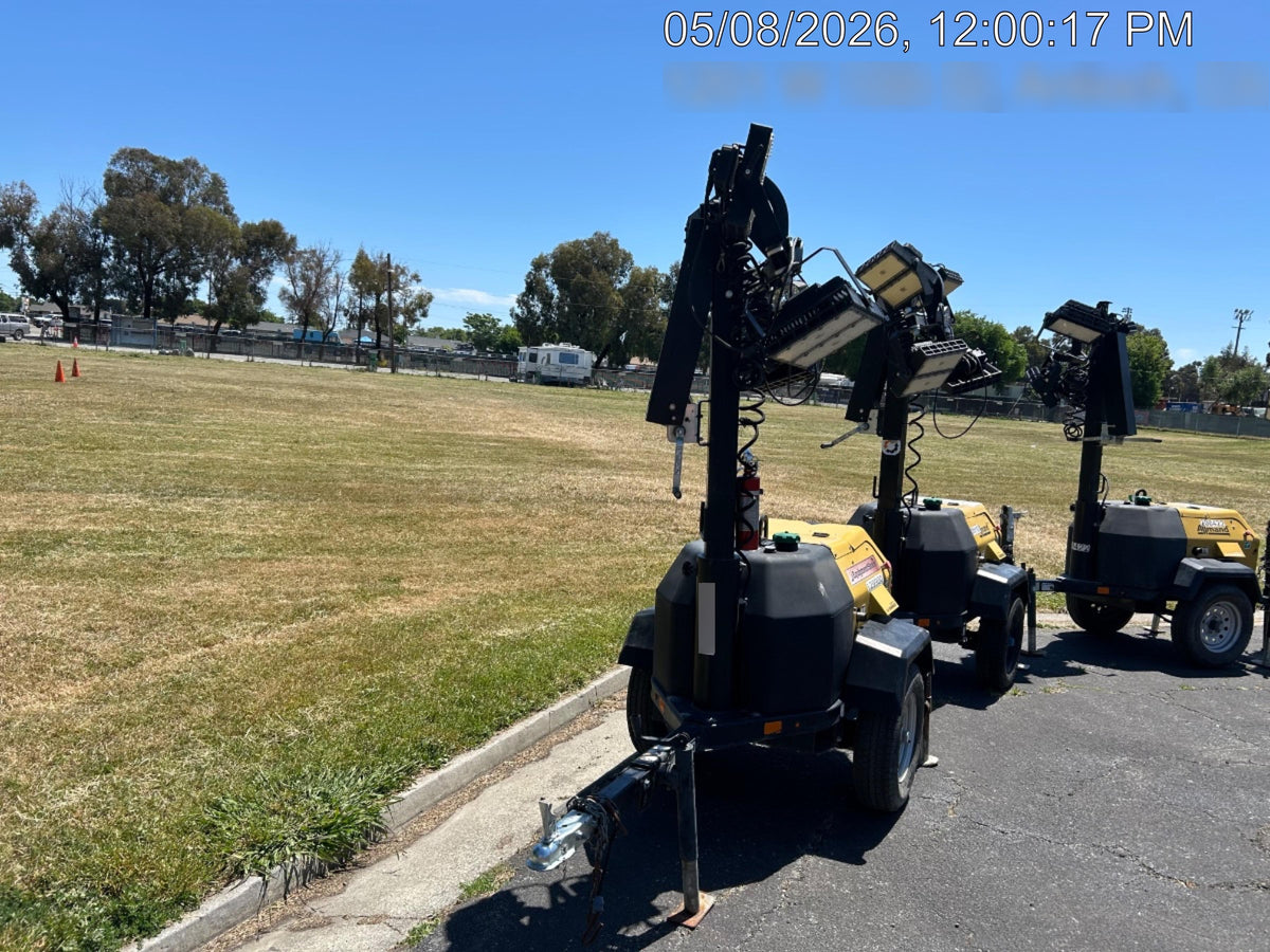 2021 Allmand NLV3GR (4) LED Light Fixture 350W, 23' Vertical Mast, 3kW Prime, Towable, Deep Sea L401, Leveling Jacks, Yanmar T4F 5.8hp