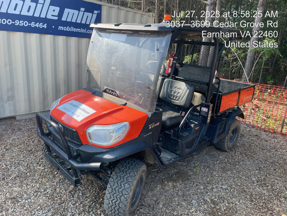 2021 Kubota RTV-X1140W-H Plastic Canopy, Windshield Acrylic Clear, LED Strobe Light, Wire Harness Kit, Back up Alarm