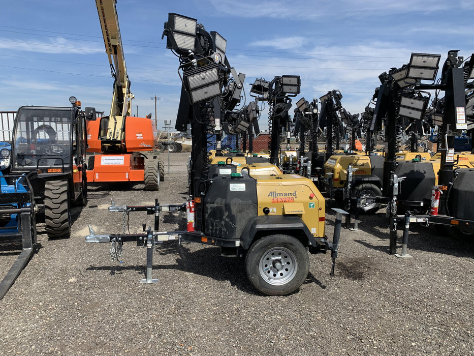 2020 Allmand NLV3GR (4) LED Light Fixture 350W, 23' Vertical Mast, 3kW Prime, Towable, Deep Sea L401, Leveling Jacks, Yanmar T4F 5.8hp