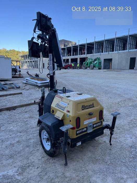 2021 Allmand NLV3GR (4) LED Light Fixture 350W, 23' Vertical Mast, 3kW Prime, Towable, Deep Sea L401, Leveling Jacks, Yanmar T4F 5.8hp