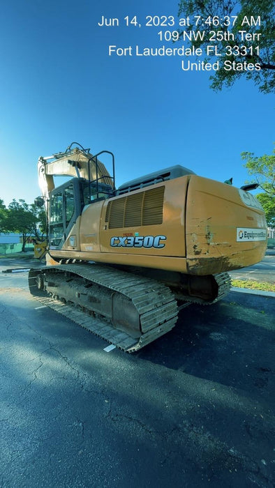 2016 Case CX350D CAB A/C, 13'-3" ARM, STEEL TRACKS, THUMB