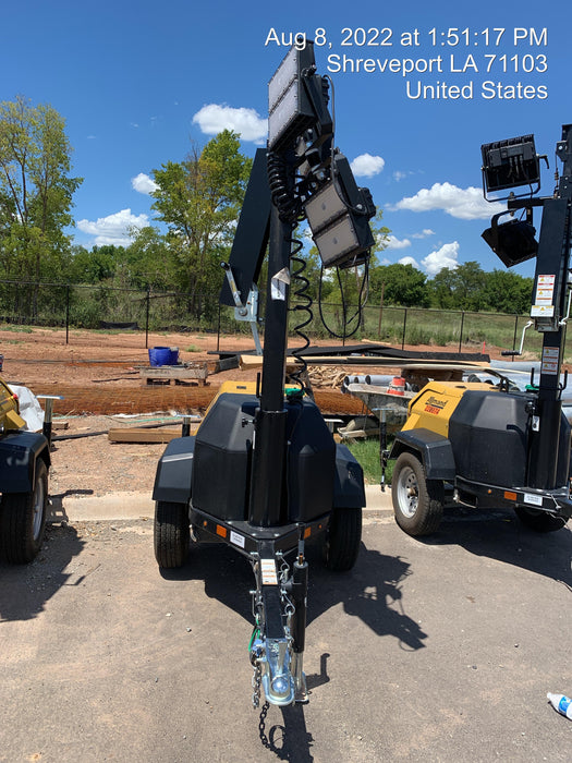 2022 Allmand NLV3GR (4) LED Light Fixture 350W, 23' Vertical Mast, 3kW Prime, Towable, Deep Sea L401, Leveling Jacks, Yanmar T4F 5.8hp