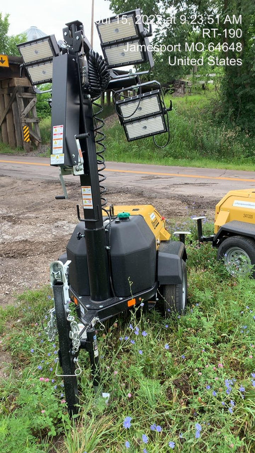 2022 Allmand NLV3GR (4) LED Light Fixture 350W, 23' Vertical Mast, 3kW Prime, Towable, Deep Sea L401, Leveling Jacks, Yanmar T4F 5.8hp