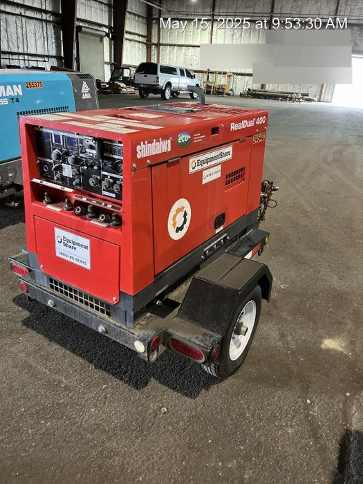 2022 Shindaiwa DGW400MDL Kubota D902 Engine, 23 HP, Dual Op Welder, Wire, Arc, Droop Stick, Tig, and CC Stick Functionality, Simulphase, 3 Phase and 1 Phase Gen Output, Single Axle NB Trlr, Slr Trckl Chrg 12V 12W, Fire Ext