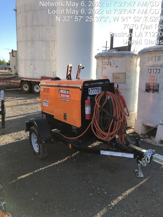 2021 Lincoln Electric Vantage 322 Vantage 322 Ready Pak 3 w/ Decals, ORANGE (includes trailer, cable rack, fender light kit) NO Telematics