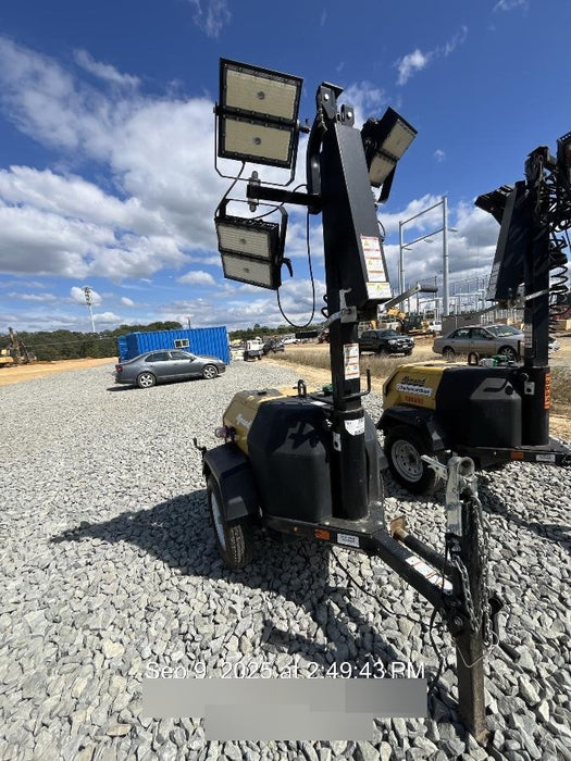 2021 Allmand NLV3GR (4) LED Light Fixture 350W, 23' Vertical Mast, 3kW Prime, Towable, Deep Sea L401, Leveling Jacks, Yanmar T4F 5.8hp