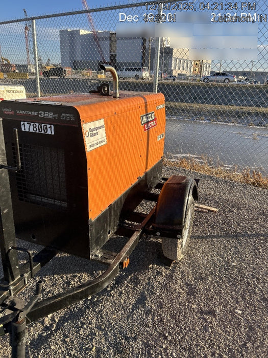 2021 Lincoln Electric Vantage 322 Vantage 322 Ready Pak 3 w/ Decals, ORANGE (includes trailer, cable rack, fender light kit) NO Telematics