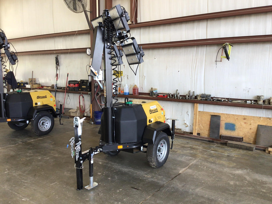 2022 Allmand NLV3GR (4) LED Light Fixture 350W, 23' Vertical Mast, 3kW Prime, Towable, Deep Sea L401, Leveling Jacks, Yanmar T4F 5.8hp