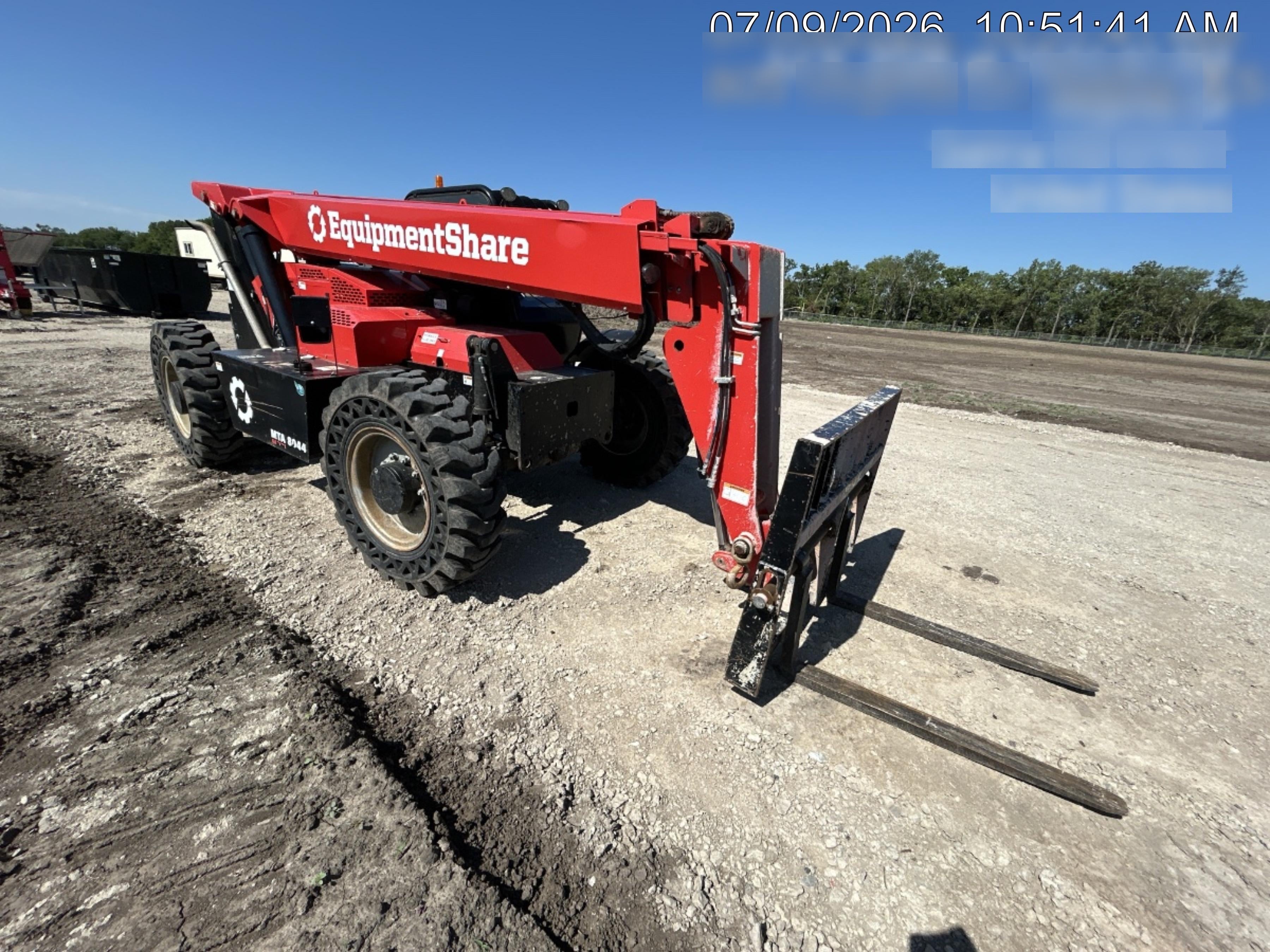 2019 Manitou MTA8044 74hp T4F, Open ROPS, Cab and Boom LED work lights, Auxiliary Hydraulics, Solid Tires, Amber strobe, Lift Hook 66" Carriage, 60" Forks