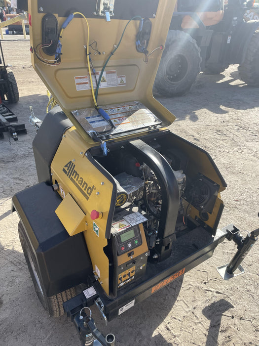 2022 Allmand NLV3GR (4) LED Light Fixture 350W, 23' Vertical Mast, 3kW Prime, Towable, Deep Sea L401, Leveling Jacks, Yanmar T4F 5.8hp