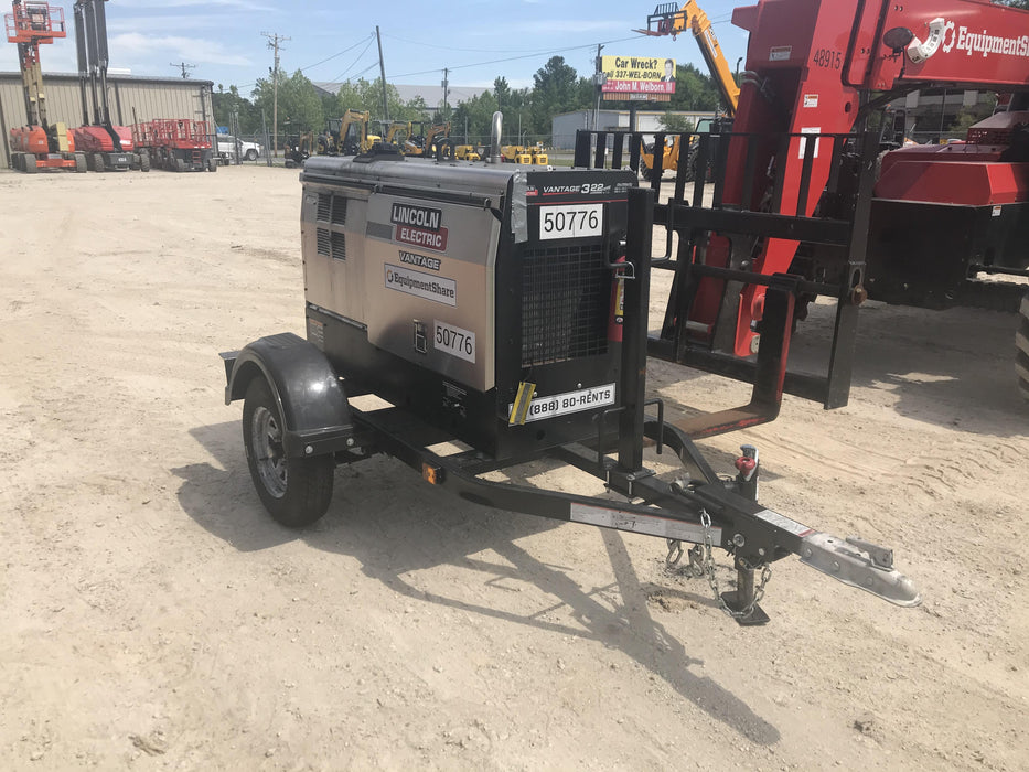 2019 Lincoln Electric Vantage 322 Welder Ready-Pak 3, Two wheel trailer, Fender and Light kit, Cable Rack