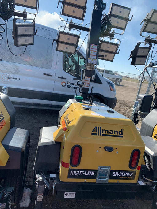 2022 Allmand NLV3GR (4) LED Light Fixture 350W, 23' Vertical Mast, 3kW Prime, Towable, Deep Sea L401, Leveling Jacks, Yanmar T4F 5.8hp