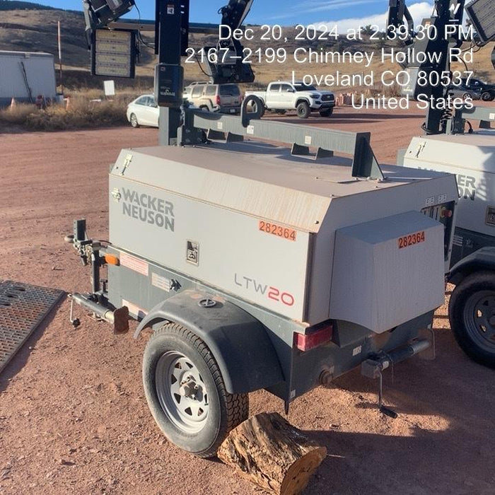 2022 Wacker Neuson LTW20Z1 Isuzu Dsl. Engine, 23' Mast, (4) 300W LED Lights, CWK, Programmable Dawn to Dusk, 360 Deg. Rotation, 57 Gal. Tank, Trailer Mounted
