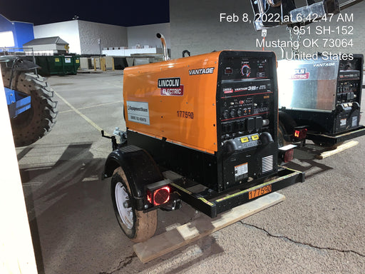 2021 Lincoln Electric Vantage 322 Vantage 322 Ready Pak 3 w/ Decals, ORANGE (includes trailer, cable rack, fender light kit) NO Telematics