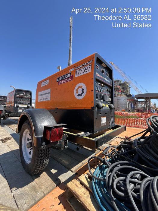 2021 Lincoln Electric Vantage 322 Vantage 322 Ready Pak 3 w/ Decals, ORANGE (includes trailer, cable rack, fender light kit) NO Telematics