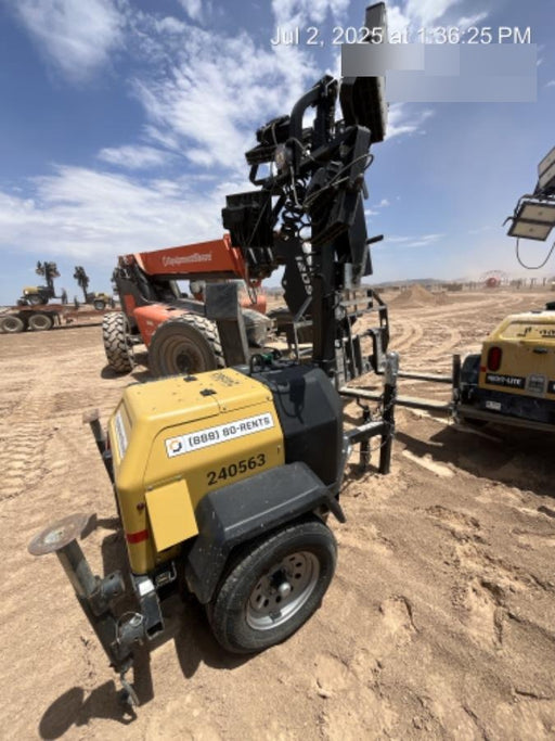 2022 Allmand NLV3GR (4) LED Light Fixture 350W, 23' Vertical Mast, 3kW Prime, Towable, Deep Sea L401, Leveling Jacks, Yanmar T4F 5.8hp