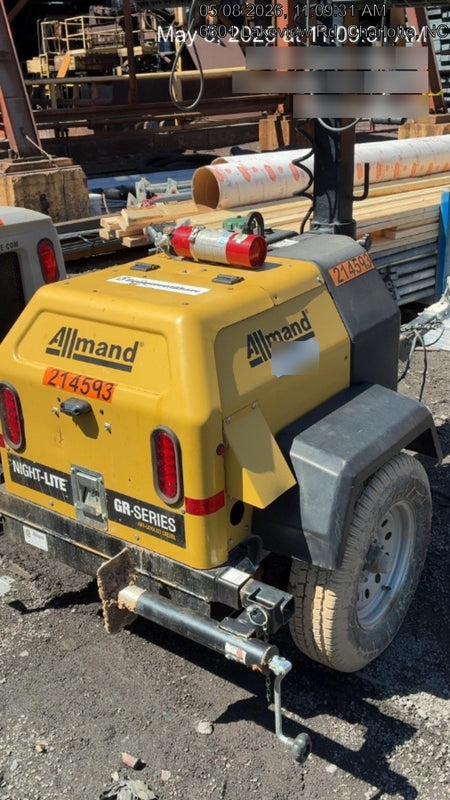 2022 Allmand NLV3GR (4) LED Light Fixture 350W, 23' Vertical Mast, 3kW Prime, Towable, Deep Sea L401, Leveling Jacks, Yanmar T4F 5.8hp
