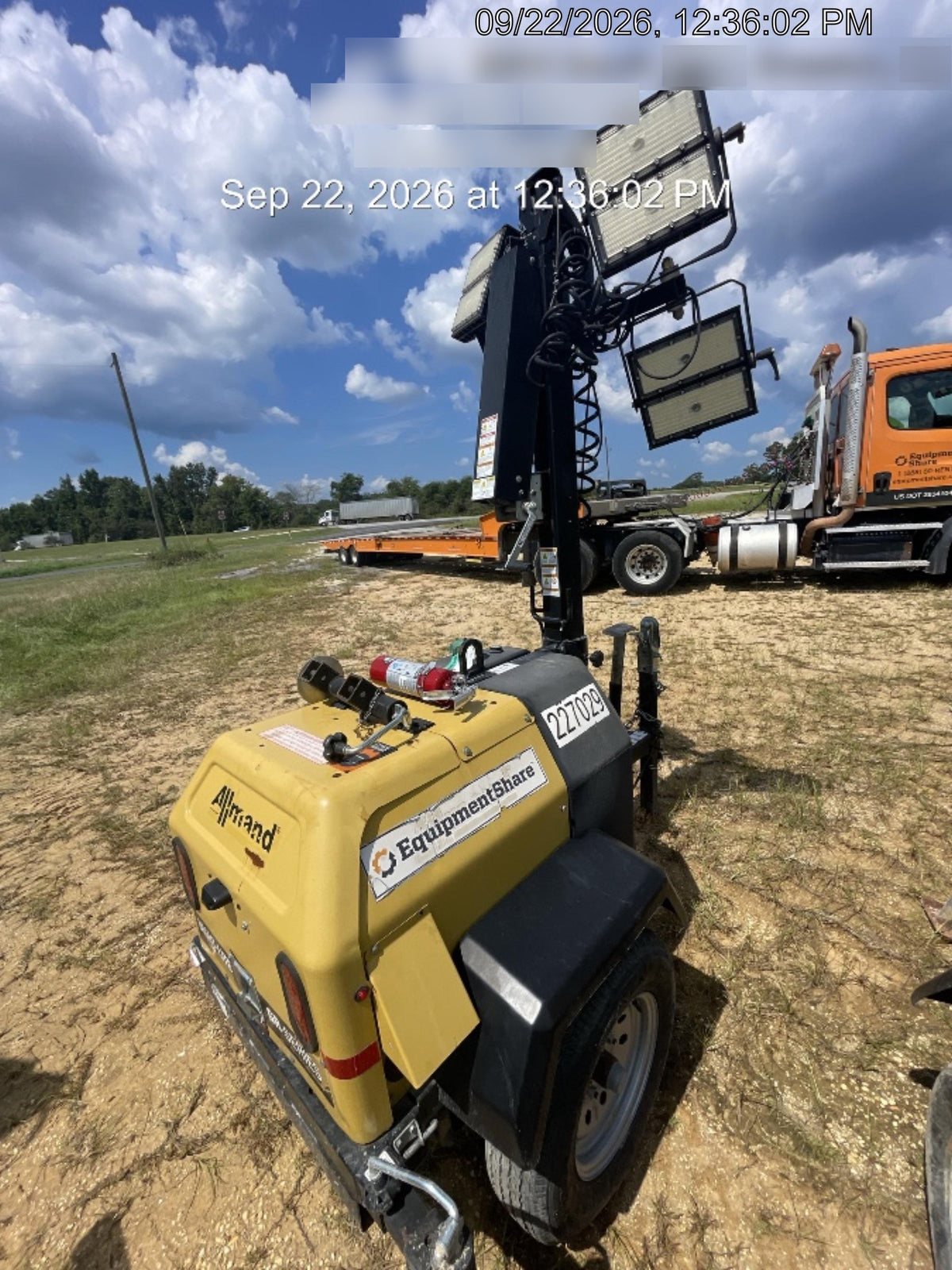 2022 Allmand NLV3GR (4) LED Light Fixture 350W, 23' Vertical Mast, 3kW Prime, Towable, Deep Sea L401, Leveling Jacks, Yanmar T4F 5.8hp