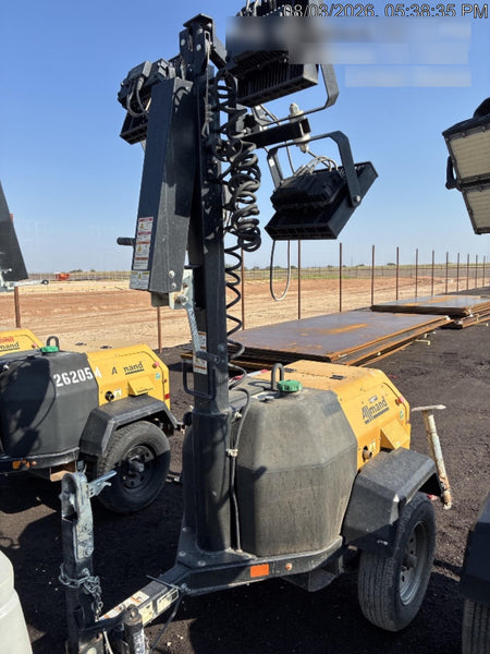 2022 Allmand NLV3GR (4) LED Light Fixture 350W, 23' Vertical Mast, 3kW Prime, Towable, Deep Sea L401, Leveling Jacks, Yanmar T4F 5.8hp